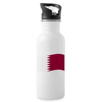 Qatar flag - Water bottle with straw - white - Right