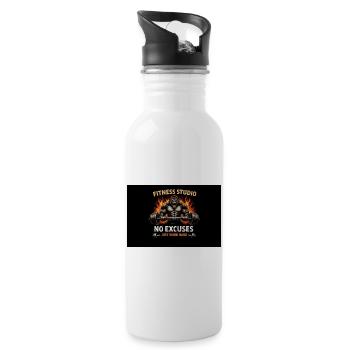 No Excuses Gorilla Lift - Trinkflasche mit integriertem Trinkhalm - Weiß - Rechts