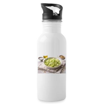 Salat mit Pinienkernen - Trinkflasche mit integriertem Trinkhalm - Weiß - Rechts