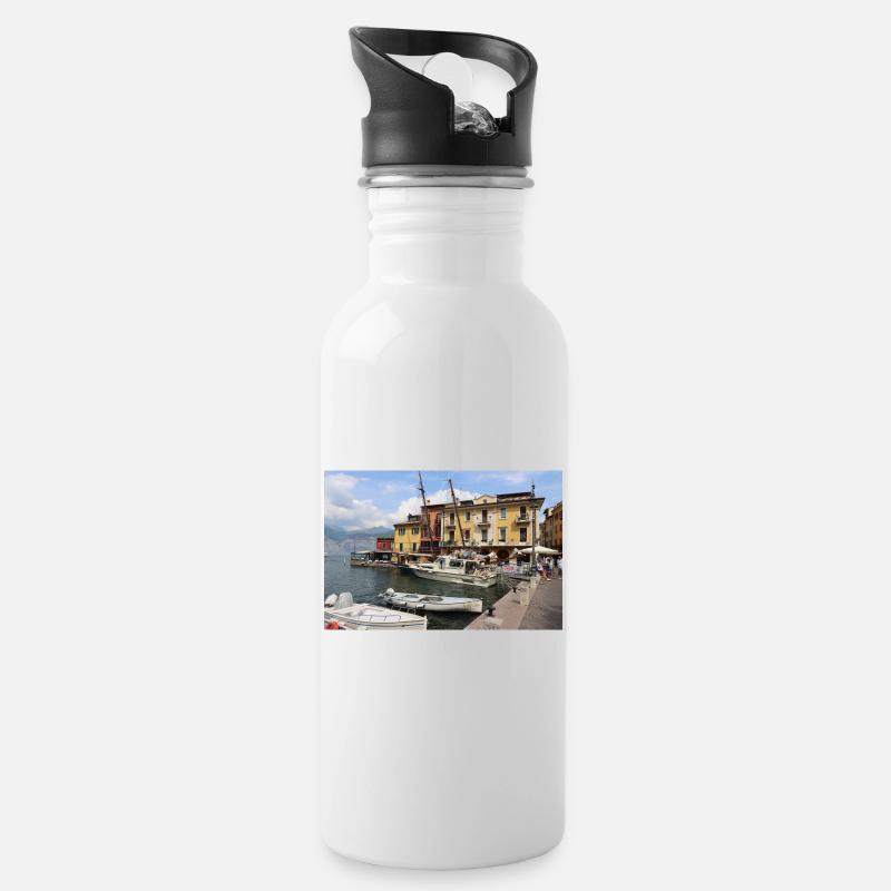 Le port de Malcesine - Gourde avec paille intégrée - blanc