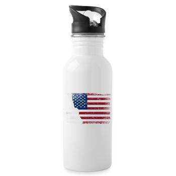 Hawaiian Ukulele Uke American Flag - Water bottle with straw - white - Right