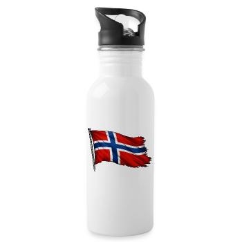 Norway Flag - Water bottle with straw - white - Right