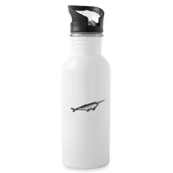 Geometrisches Narwal-Polygon - Trinkflasche mit integriertem Trinkhalm - Weiß - Rechts