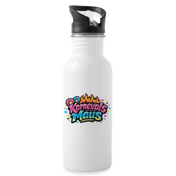 Karnevalsmaus Jeck - Kölle Alaaf Motiv - Trinkflasche mit integriertem Trinkhalm - Weiß - Rechts