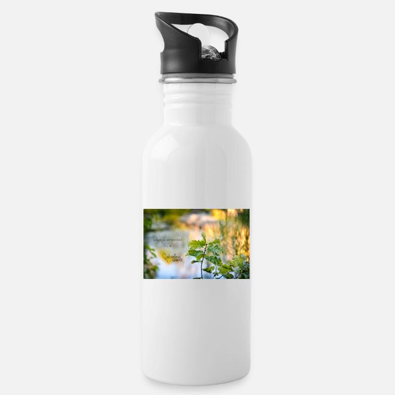 fabiolous world goldig - Trinkflasche mit integriertem Trinkhalm - Weiß