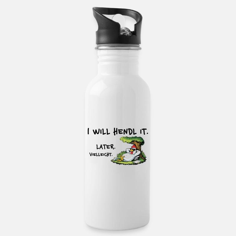 I Will Hendl It – Lustiger Denglisch Spruch - Trinkflasche mit integriertem Trinkhalm - Weiß