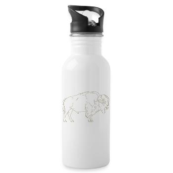 Silhouette minimaliste de bison USA Wilderness Free - Gourde avec paille intégrée - blanc - Droite