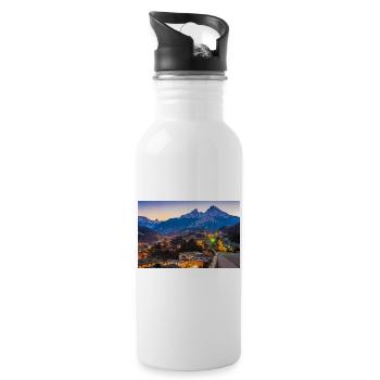 Berchtesgaden with Watzmann - Water bottle with straw - white - Right