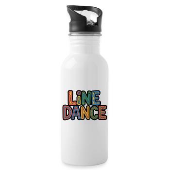 Line Dance Schriftzug für Tänzer & Country Fans - Trinkflasche mit integriertem Trinkhalm - Weiß - Rechts