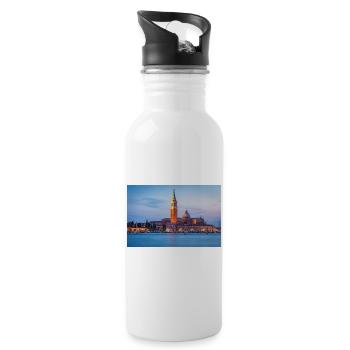 San Giorgio Maggiore am Abend - Trinkflasche mit integriertem Trinkhalm - Weiß - Rechts