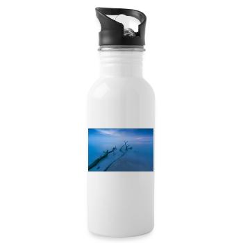 Blaue Stunde am Weststrand - Trinkflasche mit integriertem Trinkhalm - Weiß - Rechts