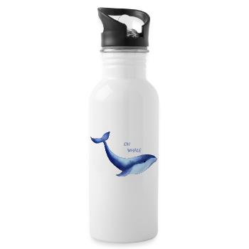 jolie baleine - Gourde avec paille intégrée - blanc - Droite