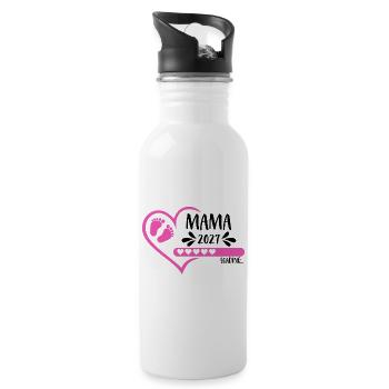 Mama 2027 loading Herz Version Mädchen pink - Trinkflasche mit integriertem Trinkhalm - Weiß - Rechts