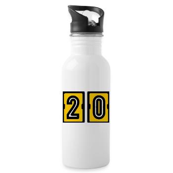 20. 20th ANNIVERSARY. 20 YEARS ANNIVERSARY. 20 YEARS. - Water bottle with straw - white - Right