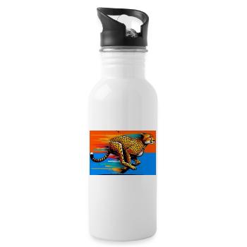 cheetah - Water bottle with straw - white - Right