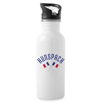 Gewölbtes HUNSPACH mit gekreuzten französischen Flaggen - Trinkflasche mit integriertem Trinkhalm - Weiß - Rechts