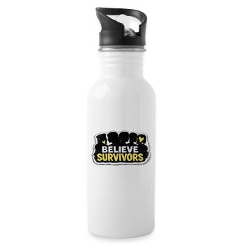 Believe Survivors Feminist Awareness Sticker - Water bottle with straw - white - Right