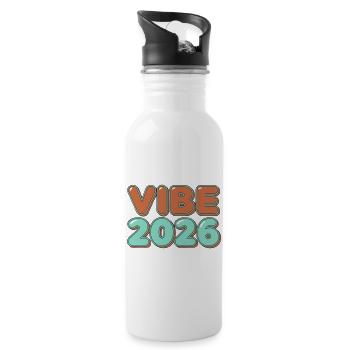 Retro Vibe 2026 Typographie Lettrage - Gourde avec paille intégrée - blanc - Droite