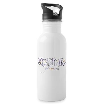 Spring Blossom Colors of Crocuses - Water bottle with straw - white - Right