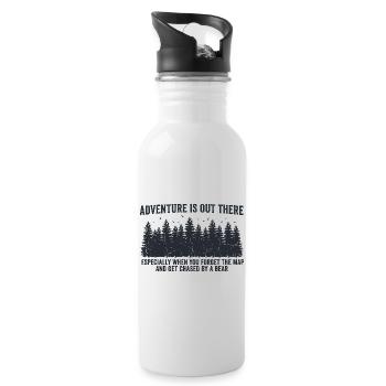 Adventure is out there – Funny Outdoor Spruch - Water bottle with straw - white - Right