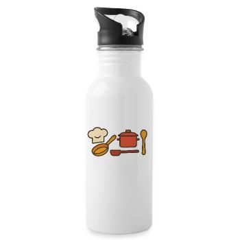 Chef with passion – cuisine love enjoyment - Water bottle with straw - white - Right