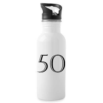 50. 50 ANS. 50e ANNIVERSAIRE. ANNIVERSAIRE 50 ANS. - Gourde avec paille intégrée - blanc - Droite