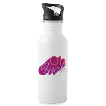 Oh Fuck Script in Purple Hue - Trinkflasche mit integriertem Trinkhalm - Weiß - Rechts