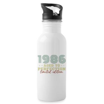 1986 Vintage Retro Geburtstagsgeschenk - Trinkflasche mit integriertem Trinkhalm - Weiß - Rechts