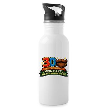Officially 30: My beard is growing faster - Water bottle with straw - white - Right