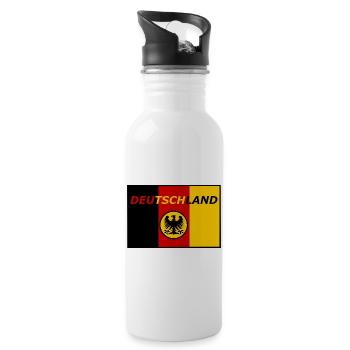 Deutschland Flagge mit Adler - Trinkflasche mit integriertem Trinkhalm - Weiß - Rechts