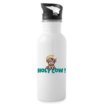 Holy Cow Halo Cartoon - Trinkflasche mit integriertem Trinkhalm - Weiß - Rechts