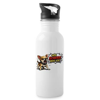 Nen scheiß muss ich - Trinkflasche mit integriertem Trinkhalm - Weiß - Rechts