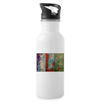 Triptychon Farbfluss - Trinkflasche mit integriertem Trinkhalm - Weiß - Rechts