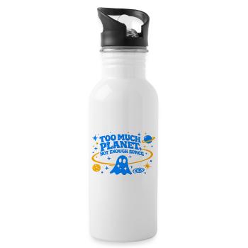 Too Much Planet | Not Enough Space | Electric Blue - Trinkflasche mit integriertem Trinkhalm - Weiß - Rechts