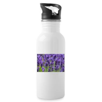 Paysage onirique du champ de lavande - Gourde avec paille intégrée - blanc - Droite