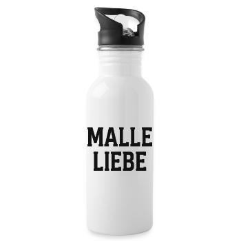 MALLE LIEBE Typo Design - Trinkflasche mit integriertem Trinkhalm - Weiß - Rechts