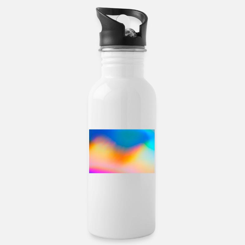 Farbwellen Gradientkulisse - Trinkflasche mit integriertem Trinkhalm - Weiß
