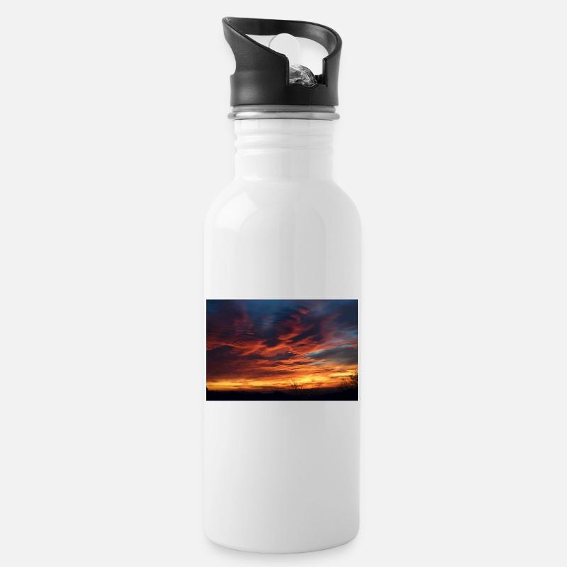 Sonnenuntergangszauber am Abend - Trinkflasche mit integriertem Trinkhalm - Weiß