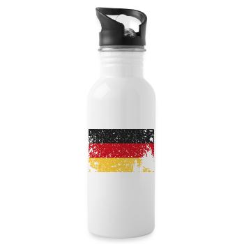 Germany Flag - Water bottle with straw - white - Right