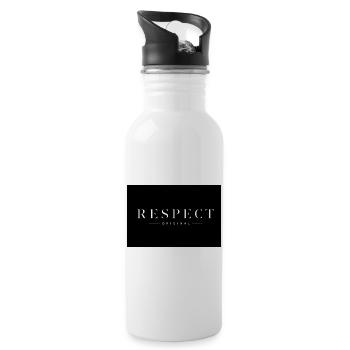 RESPECT Original Premium Typography Design - Trinkflasche mit integriertem Trinkhalm - Weiß - Rechts