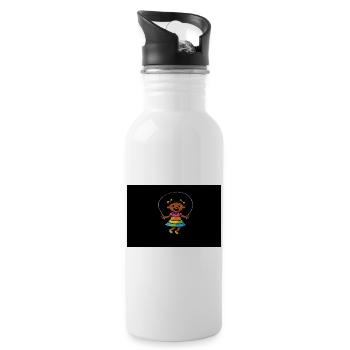 Das Mädchen springt Seil springen - Trinkflasche mit integriertem Trinkhalm - Weiß - Rechts