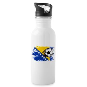 Bosnien Flagge Fußball used - Trinkflasche mit integriertem Trinkhalm - Weiß - Rechts