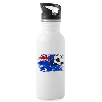Australien Flagge Fußball used - Trinkflasche mit integriertem Trinkhalm - Weiß - Rechts