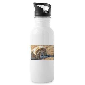 Lion's rest in the savannah light - Water bottle with straw - white - Right