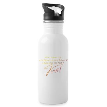 Voltigieren 600 kg Kraft – Pferdesport Geschenk - Trinkflasche mit integriertem Trinkhalm - Weiß - Rechts