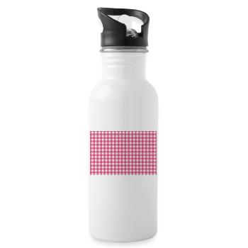 Rosa Gingham-Kariertes Muster - Trinkflasche mit integriertem Trinkhalm - Weiß - Rechts