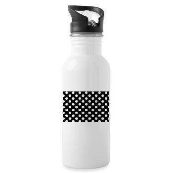 Noir-Polka-Punkte-Muster - Trinkflasche mit integriertem Trinkhalm - Weiß - Rechts