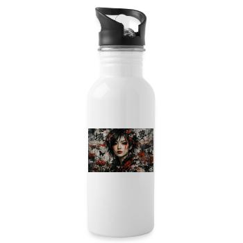 Asia Japan Punk Art Anime Girl Grunge Street Style - Trinkflasche mit integriertem Trinkhalm - Weiß - Rechts