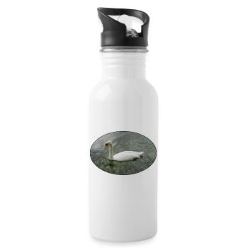 Un cygne nageant. - Gourde avec paille intégrée - blanc - Droite