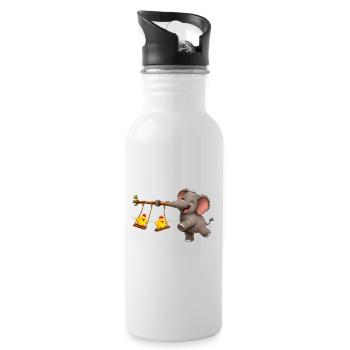 Elephant & Chick Swing Adventure - Water bottle with straw - white - Right